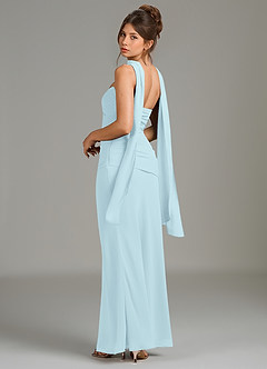 Azazie Whitley Vestidos de damas de honor Vestido de Azul Nube de Gasa de Corte Sirena con Sin tirantes image2
