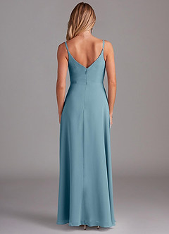 Azazie Daenerys Bridesmaid Dresses Moody Blue A-Line Cowl Chiffon Dress image2