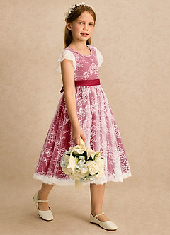 Azazie Maisie Flower Girl Klänningar Klänning A-linje i Spets image4