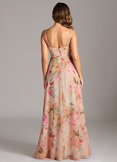 Azazie Amani Bridesmaid Dresses Abstract Bouquet Floral A-Line Pleated Chiffon Dress image2