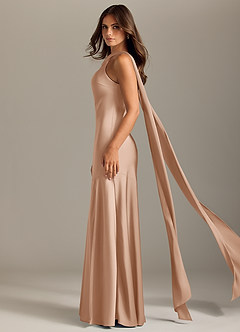 Azazie Kinsley Bridesmaid Dresses English Rose Mermaid Side Slit Stretch Satin Dress image6