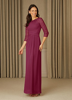 Azazie Zolla Mother of the Bride Dresses Mulberry A-Line Lace Chiffon Dress image3