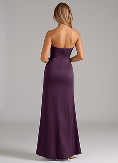 Azazie Johana Bridesmaid Dresses Plum Mermaid Off the Shoulder Stretch Satin Convertible Dress image7
