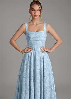 Azazie Azaria Vestidos de madrinha de casamento Vestido Céu Azul de Esgotamento Floral de Linha A com Corpete image6