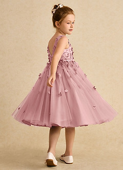 Azazie Lana Flower Girl Dresses Dusty Rose A-Line Sleeveless Matte Satin Dress image4