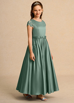 Azazie Bunny Junior Formal vestidos de niña de las flores Vestido de Eucalipto de Encaje de Princesa image5