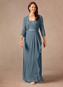 Azazie Ainsling Mother of the Bride Dresses Twilight A-Line Square Neckline Lace Chiffon Dress image5