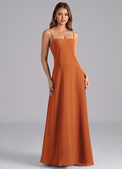 Azazie Valentine Bridesmaid Dresses Cinnamon A-Line Corset Chiffon Dress image1