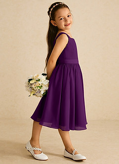 Azazie Ari vestidos de niña de las flores Vestido de Uva de Gasa de Corte En A con Sin mangas image3