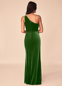 Azazie Argan Bridesmaid Dresses Ivy A-Line One Shoulder Pleated Velvet Dress image2