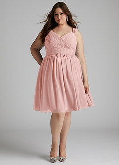 Azazie Angie Abiti da Damigella Abito A-Line in Chiffon Corsetto Rosa Cipria image11