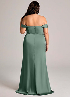 Azazie Johana Vestidos de damas de honor Vestido de Eucalipto de Satén Elástico de Corte Sirena Convertible con Vestidos sin tirantes image11