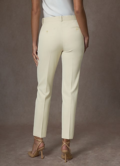 front Victoria Elfenben Raffinerade vävda hellånga klänningsbyxor