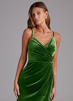 Azazie Maci Bridesmaid Dresses Ivy Sheath Pleated Velvet Dress image6