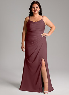 Azazie Deandra Bridesmaid Dresses Sangria Mermaid Pleated Stretch Satin Dress image7
