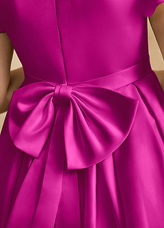 Azazie Pearl Abiti da Ragazza di Fiori Abito Principessa in Raso Opaco Plissettato Fucsia image8
