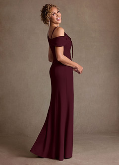 Azazie Rachael Final Sale Dusty Blue Sheath Off the Shoulder Stretch Crepe Dress image5