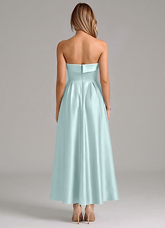 Azazie Lucienne Bridesmaid Dresses Sea Glass A-Line Pleated Stretch Satin Dress image6