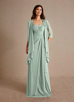 Azazie Clinton Mother of the Bride Dresses Agave A-Line Pleated Mesh Dress image4