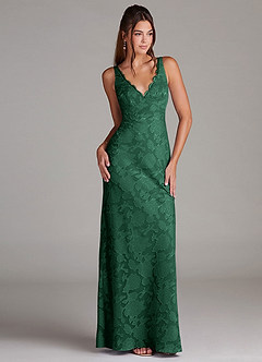 Azazie Tianna Brudtärnklänningar Klä av Tubklänning i Blommig Utbrändhet Spets Mörkgrön image3