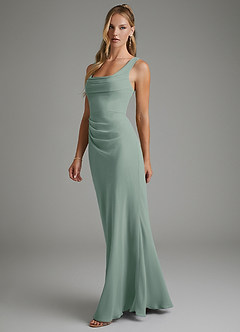 Azazie Asa Bridesmaid Dresses Silver Sage Sheath Corset Chiffon Dress image4
