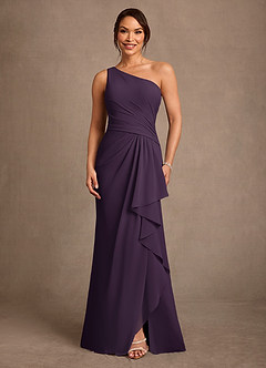 Azazie Floy Mother of the Bride Dresses Plum Sheath One Shoulder Chiffon Dress image1