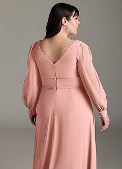 Azazie Sage Final Sale Cabernet A-Line Long Sleeve Chiffon Dress image11