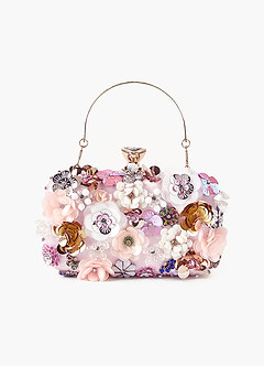 front Sequin Flower Embellished Clutch