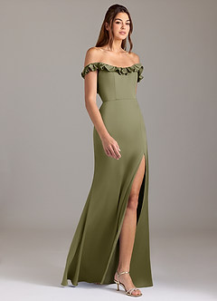 Azazie Callie Bridesmaid Dresses Pistachio A-Line Ruched Stretch Satin Convertible Dress image6