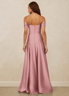 Christian Siriano Bridal for Azazie 1002 Bridesmaid Dresses Dusty Rose A-Line Off the Shoulder Stretch Satin Convertible Dress image6