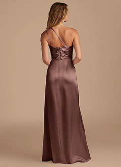 Azazie Eren Bridesmaid Dresses Espresso Sheath One Shoulder Metallic Satin Dress image5