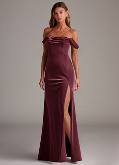 Azazie Saige Bridesmaid Dresses Raspberry Sheath Off the Shoulder Velvet Convertible Dress image3
