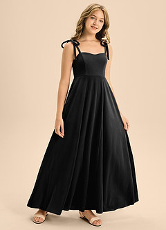Azazie Rosey Junior Black A-Line Sweetheart Neckline Velvet Dress image6
