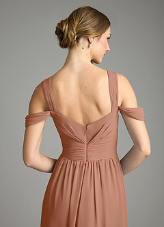 Azazie Lianne Vestidos de damas de honor Vestido de Bronceador de Gasa de Corte en A con Vestidos sin tirantes image6