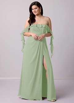 Barbie ♥ Azazie Bridesmaid Dresses A-Line Off the Shoulder Chiffon Floor-Length Dress image10