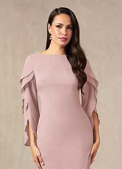 Azazie Carter Mother of the Bride Dresses Dusty Rose Sheath Ruched Stretch Chiffon Dress image8