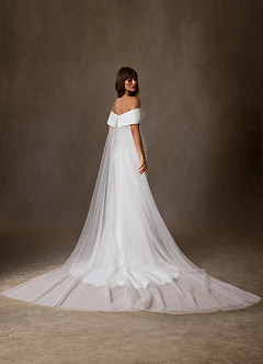 Azazie Chandler Wedding Dresses Diamond White Sheath Crepe Back Satin Dress image5