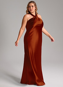 Azazie Doretta Bridesmaid Dresses Auburn Mermaid Bow Metallic Satin Dress image10