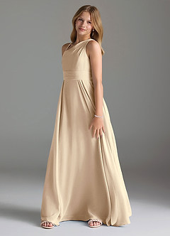 Azazie Dallas Junior Linia A Pofałdowany Szyfon Długość podłogi Młodsza druhna Sukienka image4