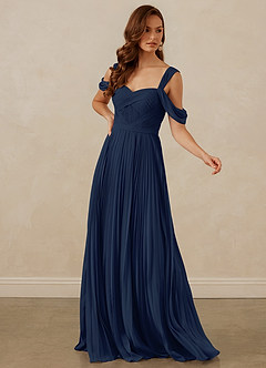 Christian Siriano Bridal for Azazie 1013 Bridesmaid Dresses Dark Navy A-Line Off the Shoulder Chiffon Dress image7