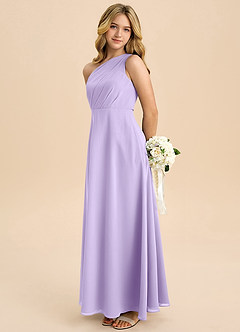 Azazie Phaedra Junior Vestido de Lila de Gasa de Corte en A con Plisado image1