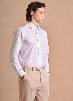 front Aiden CriWhite 100% Cotton Non-Iron Striped Dress Shirt