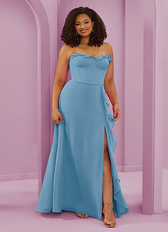 Barbie ♥ Azazie Bridesmaid Dresses Steel Blue A-Line Sweetheart Neckline Chiffon Dress image10