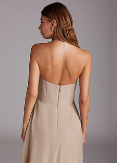 Azazie Wren Bridesmaid Dresses Taupe A-Line Strapless Chiffon Dress image8
