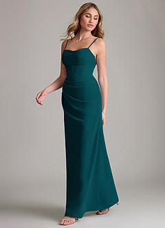 Azazie Mai Bridesmaid Dresses Pine Sheath Pleated Chiffon Dress image4