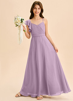 Azazie Kelsea Junior Klä av A-Line i Chiffong Rynkad image3