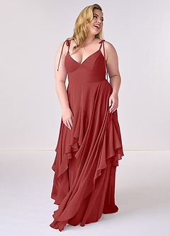 Barbie ♥ Azazie Bridesmaid Dresses Rust A-Line Bow Chiffon Dress image8