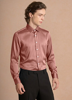 front Julian Rosette Stretch Satin Dress Shirt