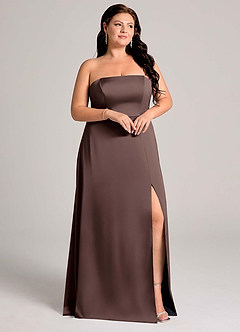 Azazie Wren Bridesmaid Dresses Ganache A-Line Strapless Stretch Satin Convertible Dress image12