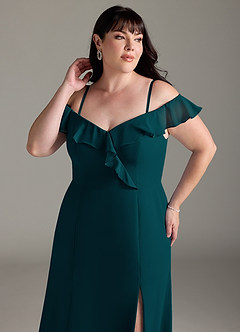 Azazie Sophie Brudtärnklänningar Klänning av A-Line i Chiffong Av axeln Tallgrön Konvertibel image12